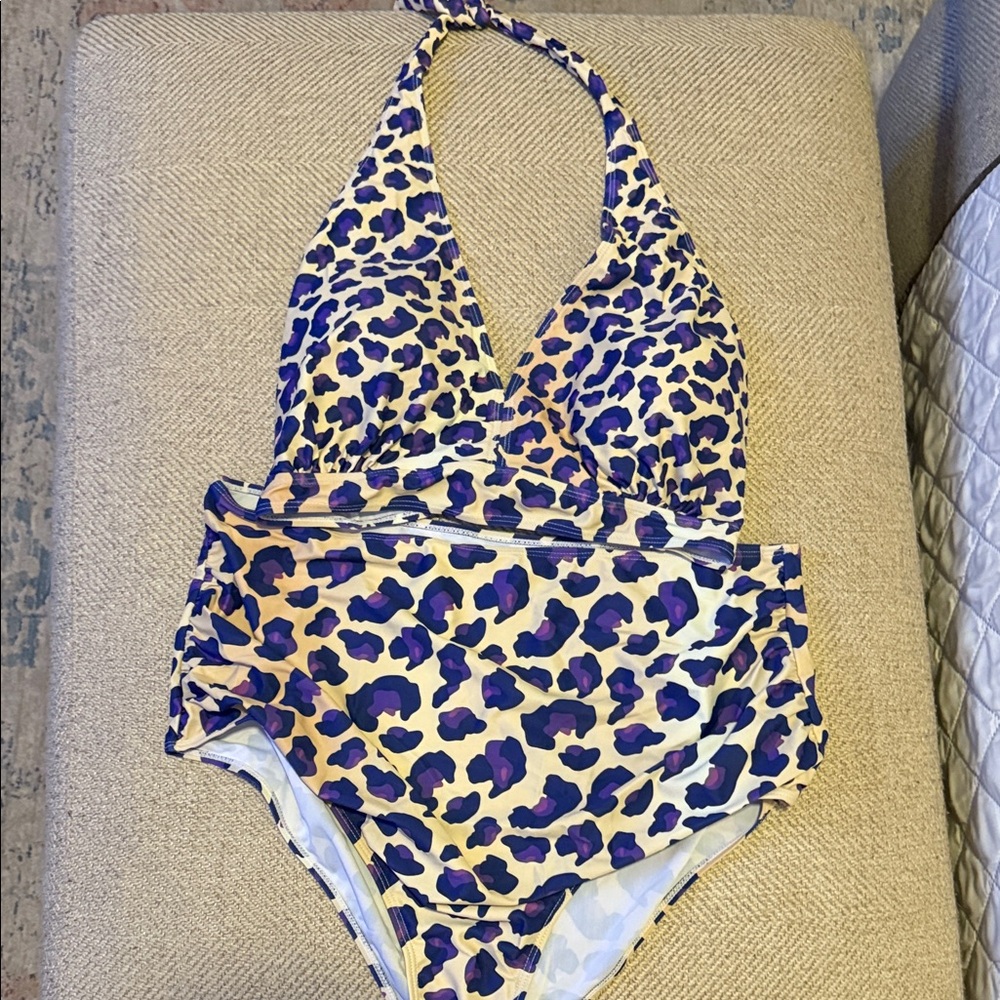Feiyue Leopard Print Bikini - Purple and Yellow